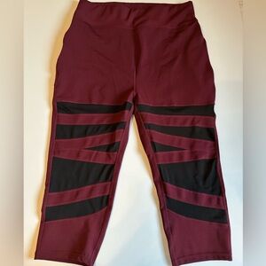 POP Fit Maroon and Black Active Leggings 3X